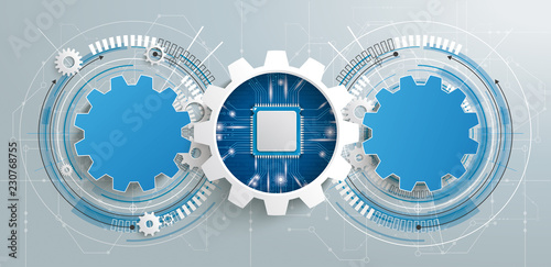 3 Futuristic Gear Wheels Circuit Diagram Processor