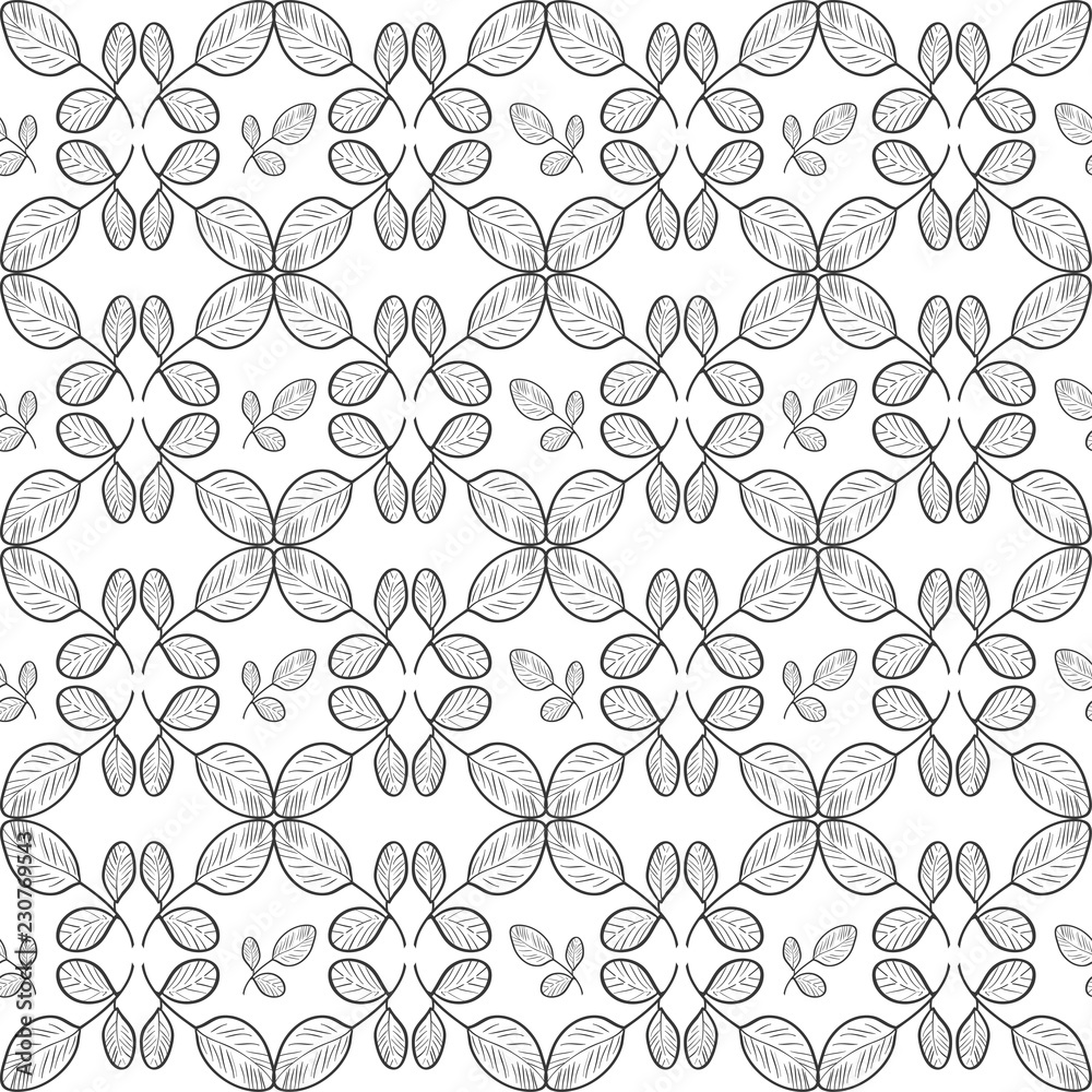 Moringa. Background, wallpaper, texture, seamless. Sketch. Tracery. Monophonic