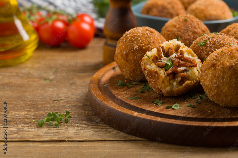 Rice balls with minced meat. Rice balls with minced meat.