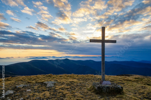 Cross on the top of a mountain