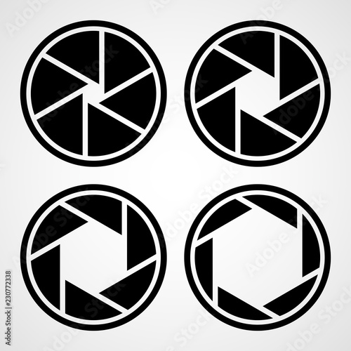 Set of aperture icons. Vector illustration.