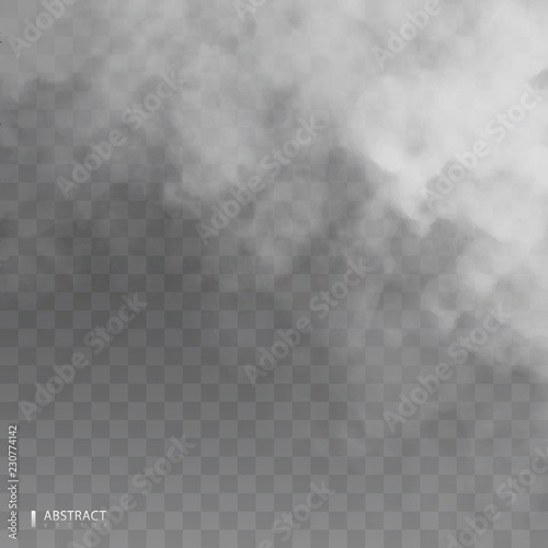 Fog or smoke isolated transparent special effect. Happy Halloween. Halloween composition. White vector cloudiness, mist or smog background. Vector illustration