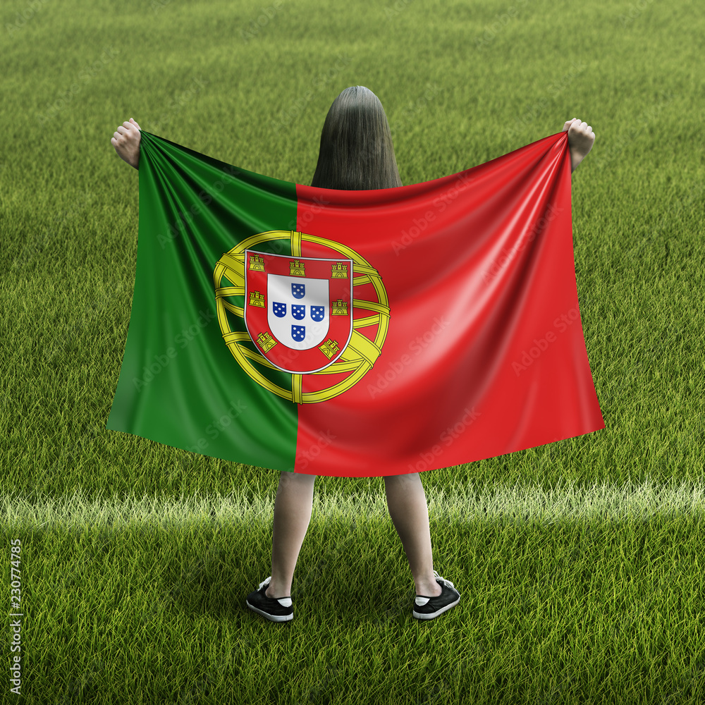 Women and Portuguese flag