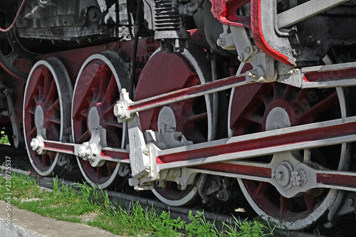 .The wheels of the old train. Nastolgiya. Locomotive.