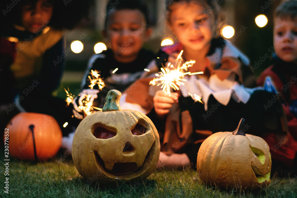 Fototapeta premium Little kids at Halloween party