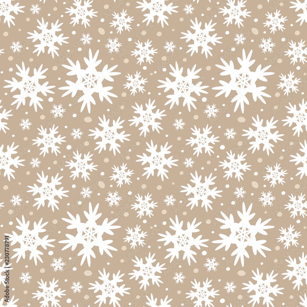 Winter beige seamless pattern with snowflakes Winter beige seamless pattern with snowflakes