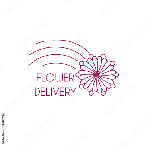 fast flower delivery linear logo vector illustration