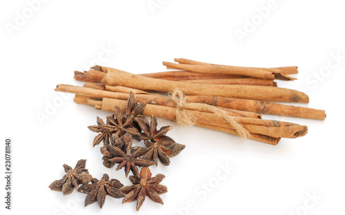 Wallpaper Mural Cinnamon on a white background, light brown cinnamon on a white Torontodigital.ca