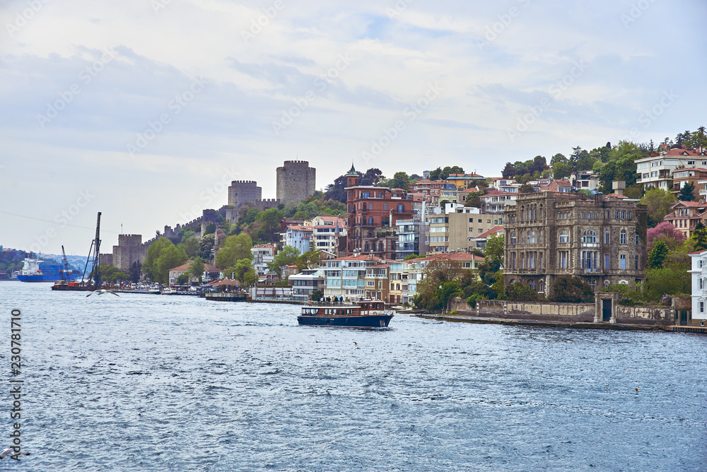 Obraz premium the ship in the old style goes to the bosfor in Istanbul