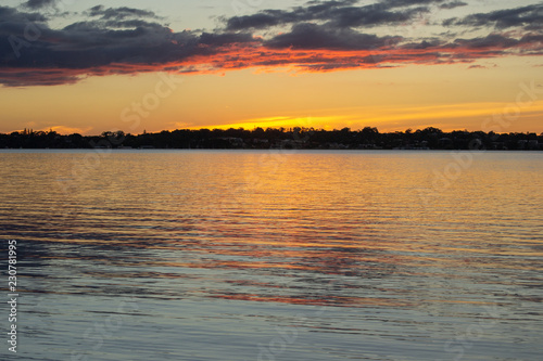 Swan river landscape at sunset