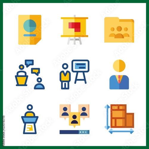 discussion icon. manager and marketing vector icons in discussion set. Use this illustration for discussion works.