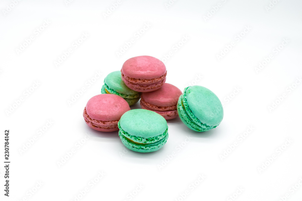 Sweet colorful macarons isolated on white background Sweet colorful macarons isolated on white background