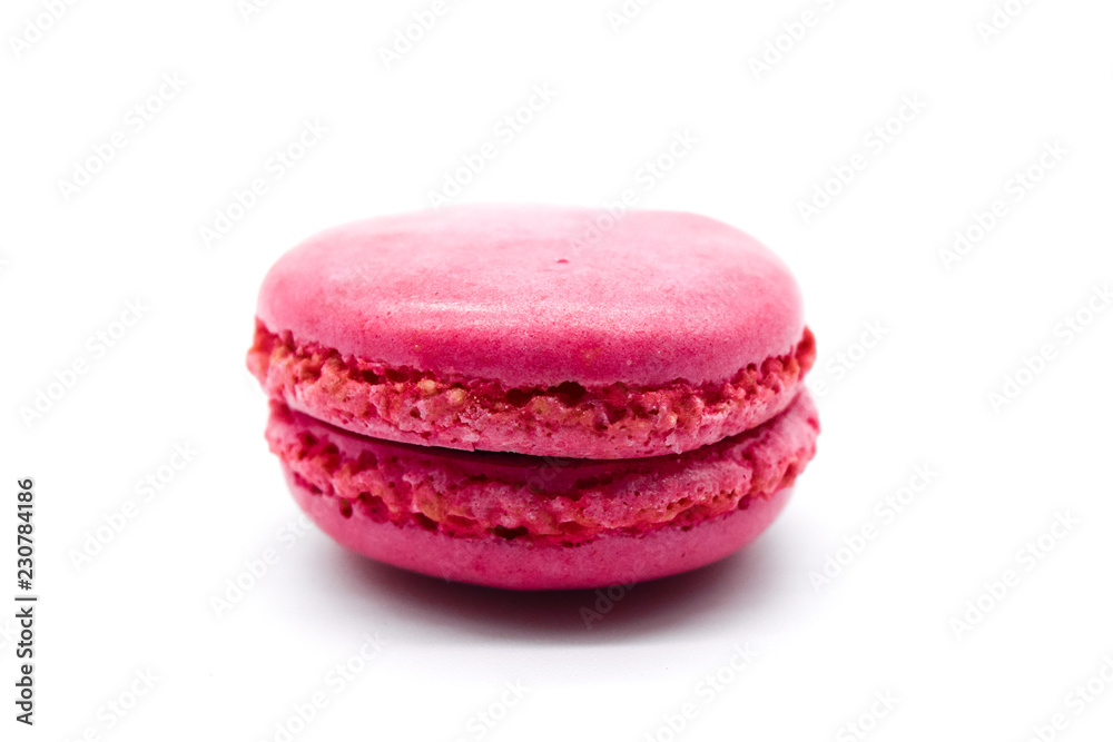 pink macaron isolated on white background, one raspberry macaron pink macaron isolated on white background, one raspberry macaron