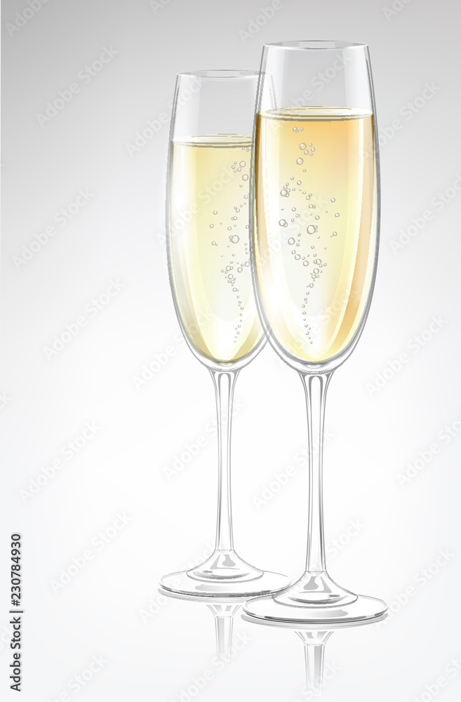 Two transparent vector champagne glasses Two transparent vector champagne glasses
