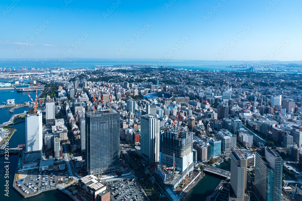 (神奈川県ｰ都市風景)高層展望台から見る横浜の風景３