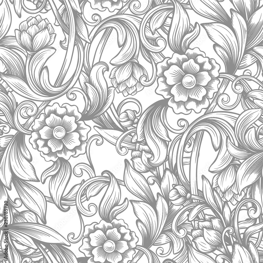 Fototapeta premium Vintage baroque seamless pattern