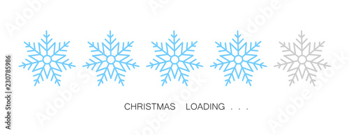 Christmas loading poster with progress indicator from snowflakes.