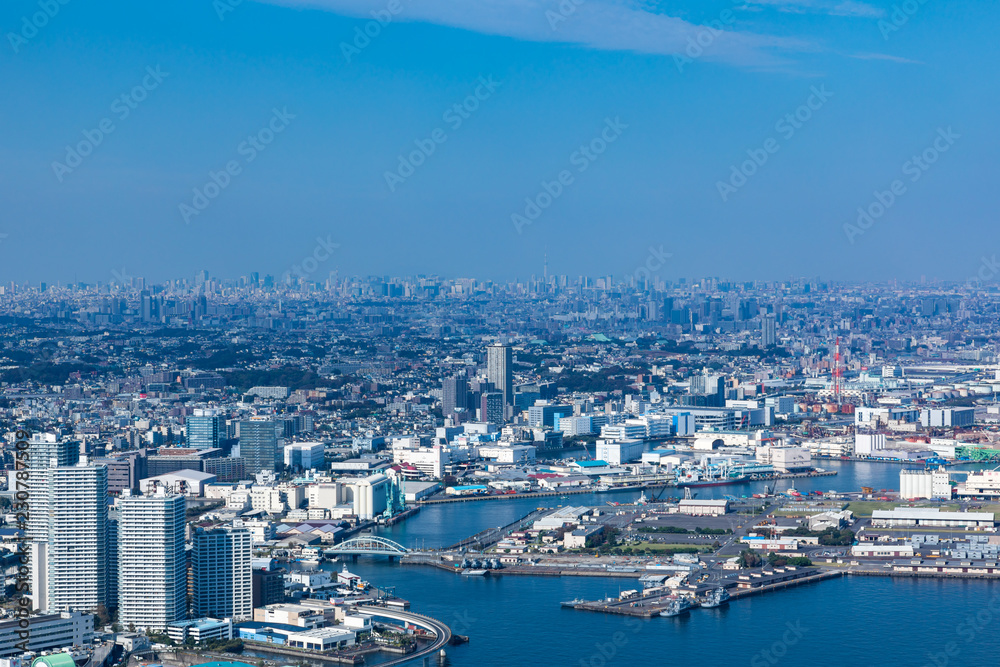 (神奈川県ｰ都市風景)高層展望台から見る横浜の風景４