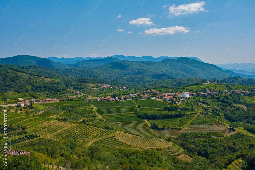 The landscape near the historic Slovenian village of Smartno in the Goriska Brda area in Primorska
