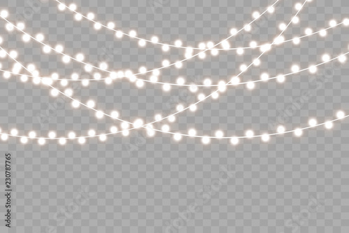 Christmas lights isolated on transparent background. Vector illustration photo