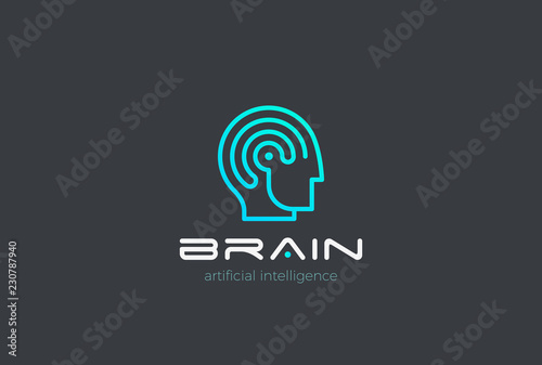 Man Robot Brain Artificial Intelligence Logo vector Automation