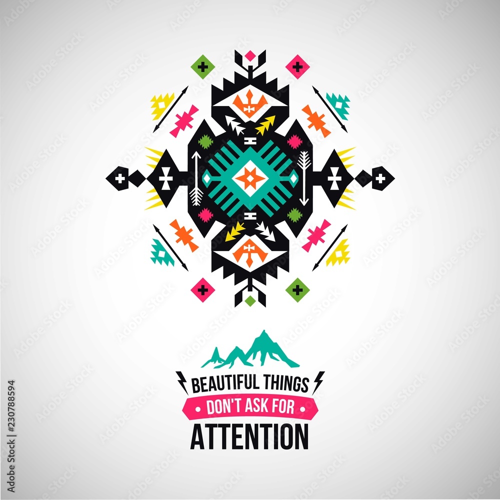 Vector colorful decorative element on native ethnic style