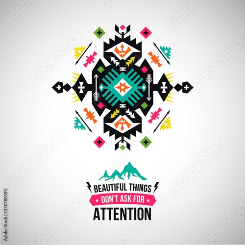 Vector colorful decorative element on native ethnic style