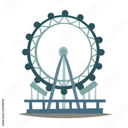 London eye vector Illustration. England landmark, London city symbol cartoon style. Isolated white background