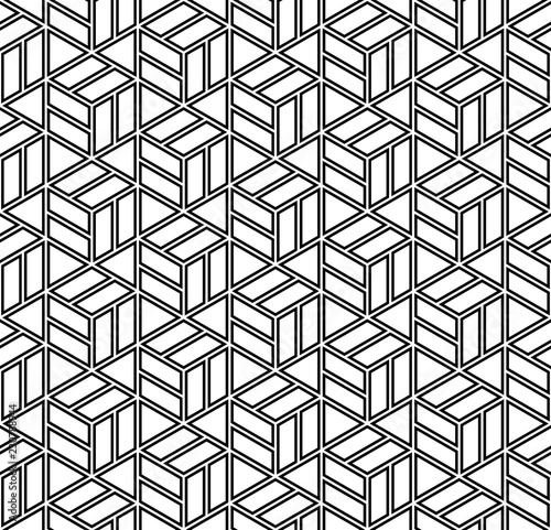 The geometric pattern with lines. Seamless vector background. White and black texture. Graphic modern pattern. Simple lattice graphic design