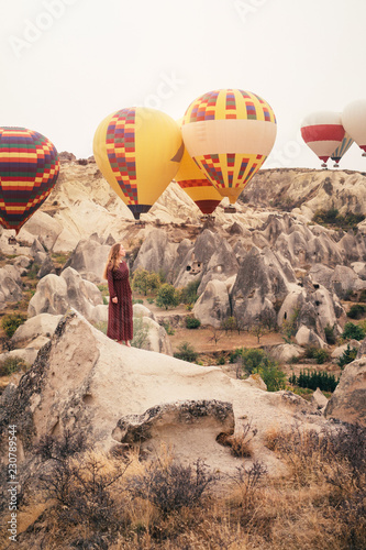 Beautiful woman tourist have vacation in Cappadocia