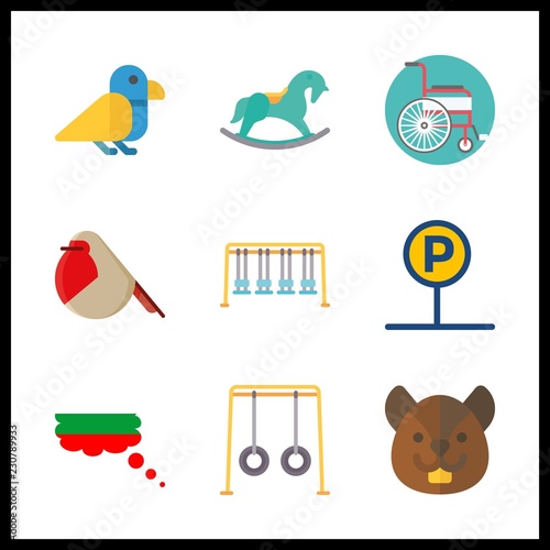 park icon. swings and robin vector icons in park set. Use this illustration for park works.