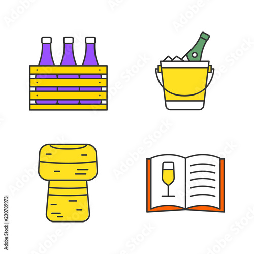 Alcohol color icons set