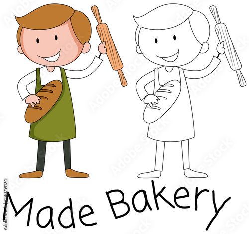 Baker man character on white background