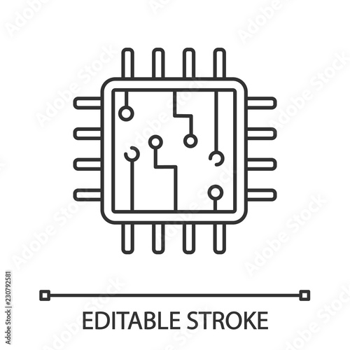 Computer chip linear icon