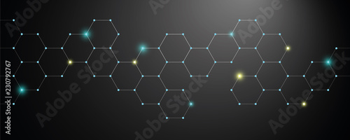 honeycomb blue shiny technical background