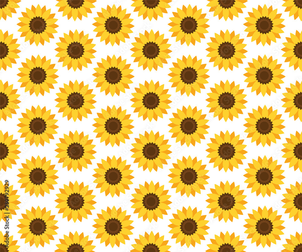 Vector seamless sunflower pattern. Floral pattern. Stock Vector | Adobe  Stock