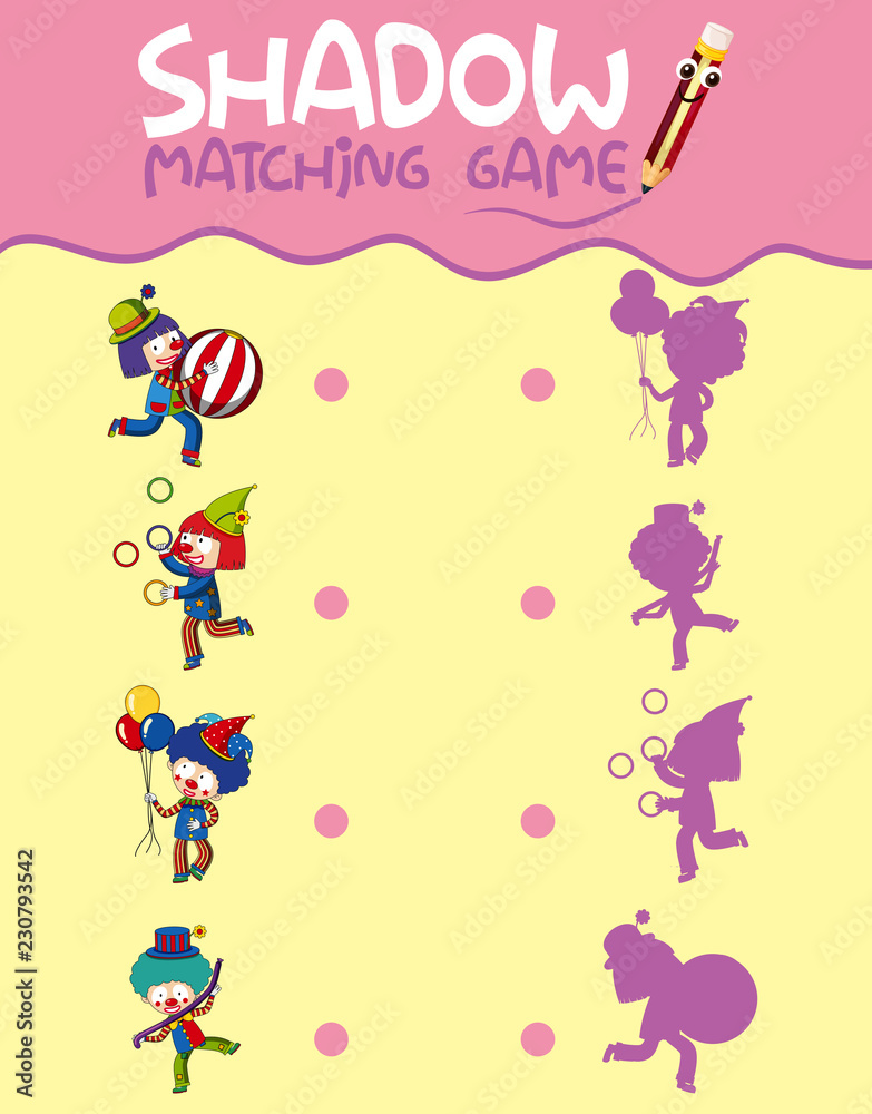 Circus shadow matching game template