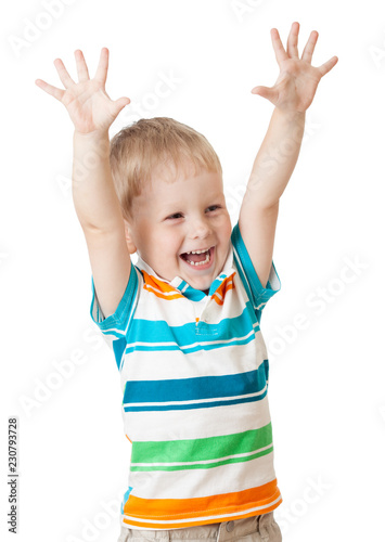 Funny child boy shouting wi...