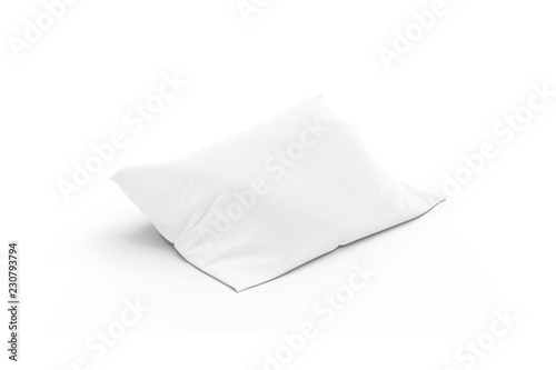 Blank white pillow mockup, isolated, side view, 3d rendering. Empty cushion for sleep mock up. Clear comfort pad in pillowcase. Bedding pilow for nap or relax template.
