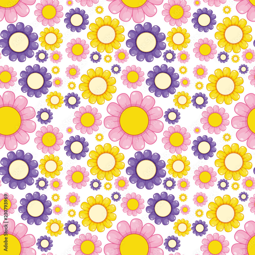 Flat flower seamless pattern Flat flower seamless pattern