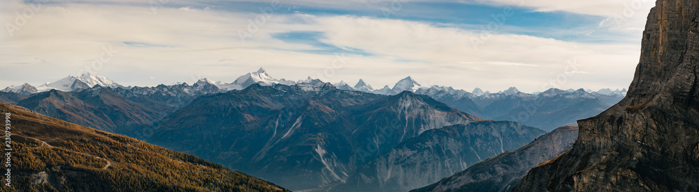 Panoramic view of the Swiss alps from the Gemmipass. Panoramic view of the Swiss alps from the Gemmipass.