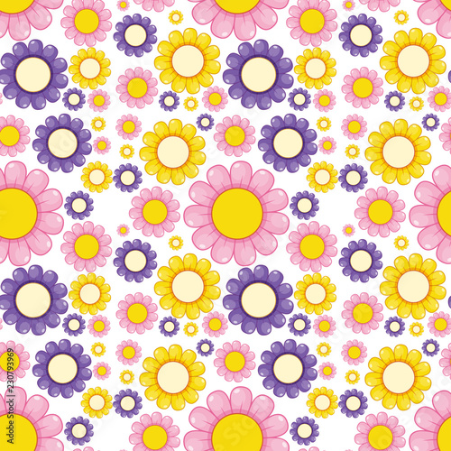 Flat flower seamless pattern