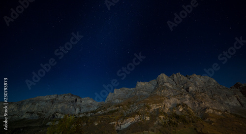 Starry night above the Daubenhorn mountain, Leukerbad, Switzerland.