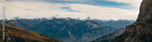 Panoramic view of the Swiss alps from the Gemmipass. © fcerez