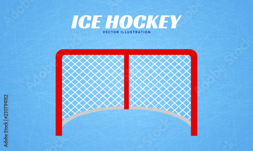Hockey goal posts vector illustration. Winter sports background. Ice hockey gate design. Flat style