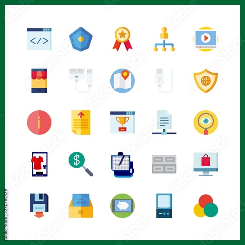 25 internet icon. Vector illustration internet set. video player and usb icons for internet works