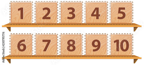 Math number on wooden template