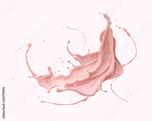 pink Foundation liquid splash, 3d illustration. photo