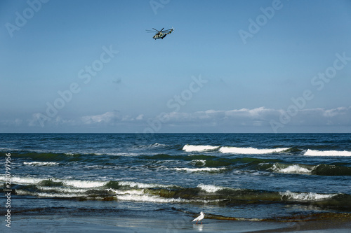helicopter over the sea