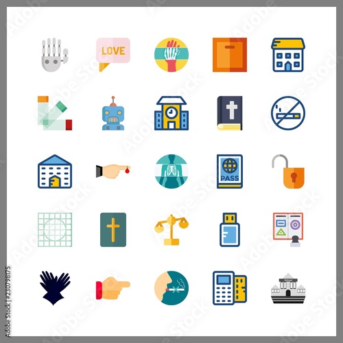 25 finger icon. Vector illustration finger set. gloves and robot icons for finger works